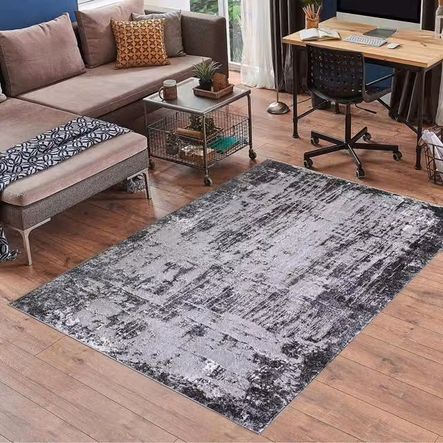 Desire Rugs Modern Abstract Black Rectangular Area Rug W: 80 cm, L: 150 cm