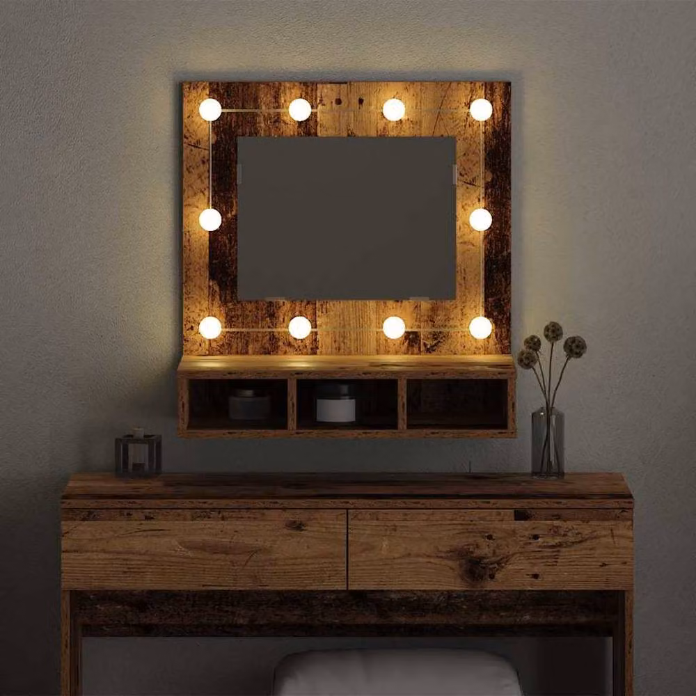 Berkfield Home Vintage Vanity Unit in Brown Solid Reclaimed Wood with Integrated LED Lighting W/D/H: 60 x 31.5 x 62 cm – 3