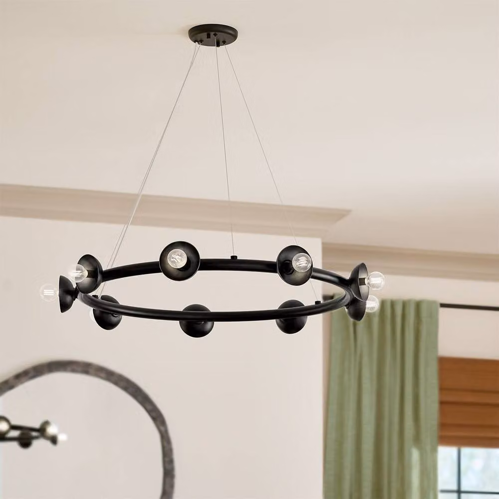 Kichler Palta Cylindrical Pendant Light in Black with 9 x E14 Sockets – 2