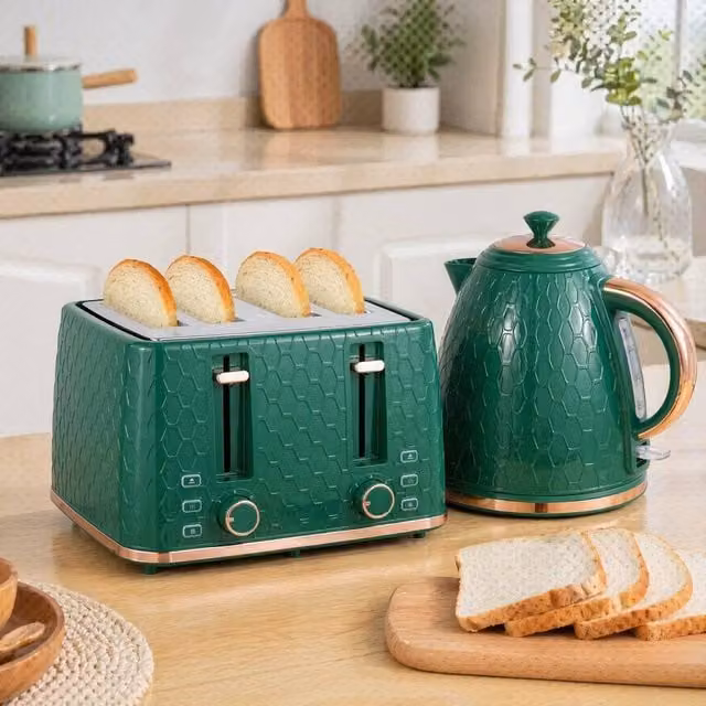 STILVORA Kettle and Toaster Set in Green with 1.7 l Kettle – 1