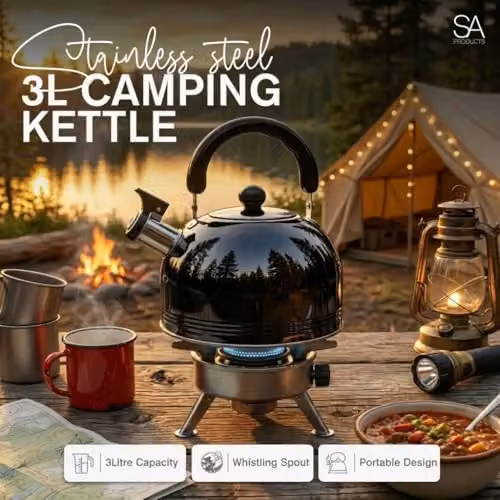 Tanness 3L Stainless Steel Camping Whistling Kettle, Black – 2