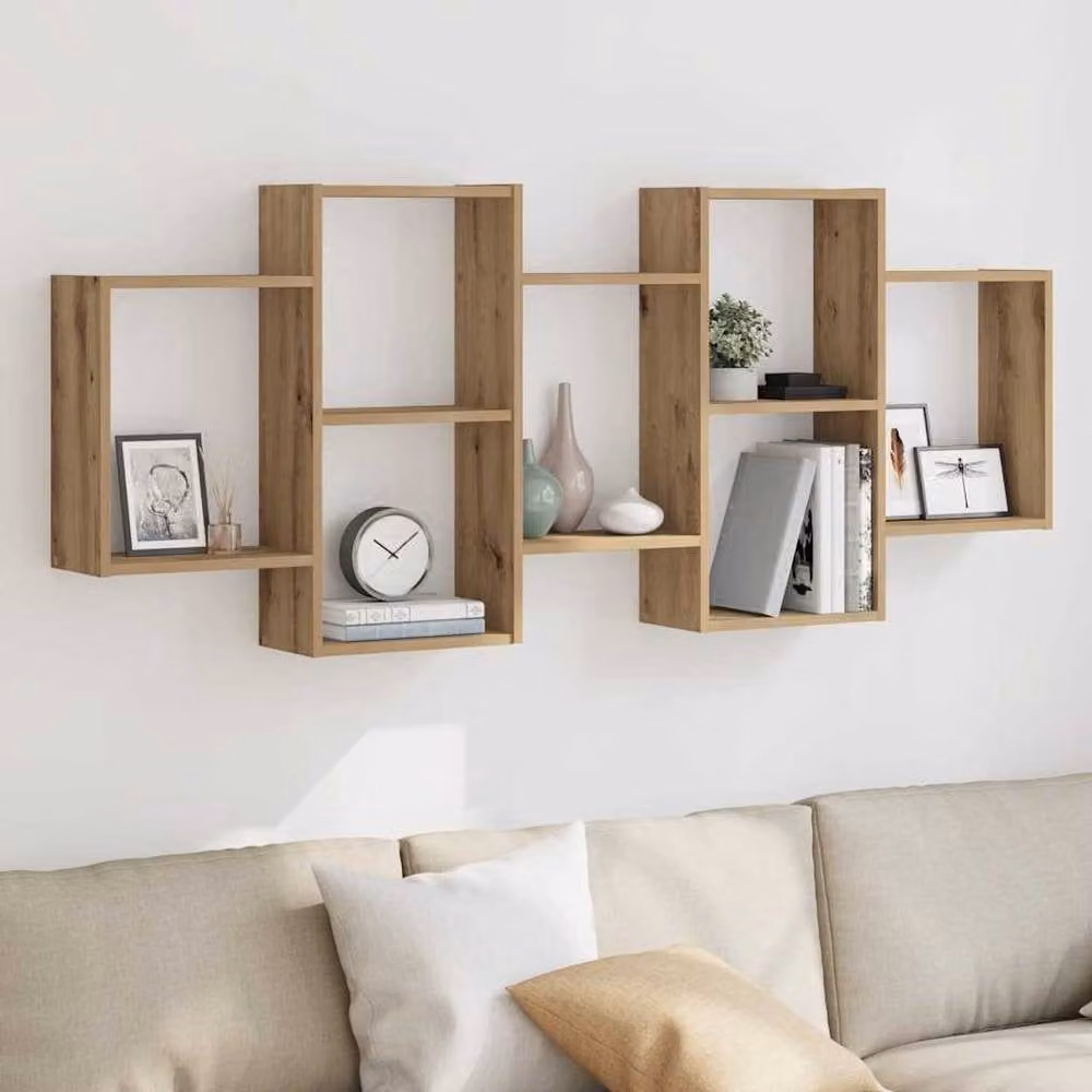 Berkfield Home Artisan Oak Wall Shelf, Brown, W: 159 cm, D: 18 cm, H: 65 cm – 2