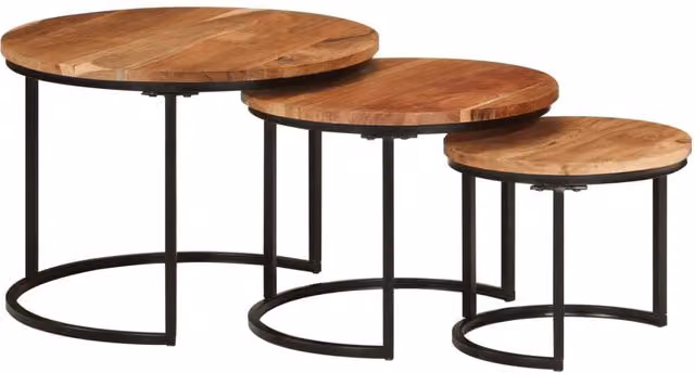Berkfield Home Nesting Tables, Set of 3, Solid Acacia Wood, Brown – 1