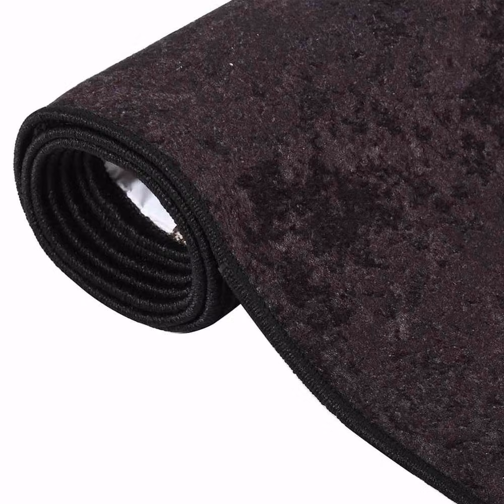 Berkfield Home Washable Anti Slip Round Rug in Anthracite and Black, Diameter: 120 cm – 2