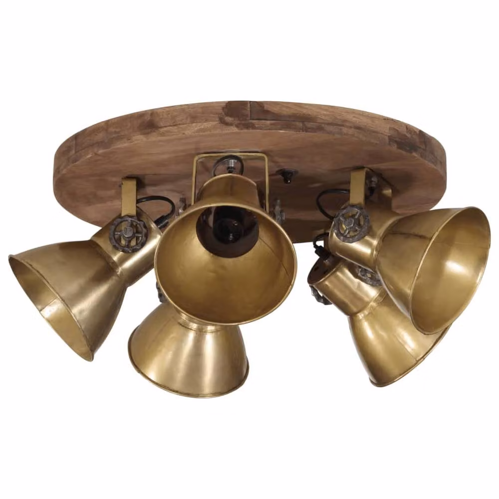 Berkfield Home Ceiling Lamp in Antique Brass and Brown, 25 W, E27, W/D/H: 50 x 50 x 25 cm – 2