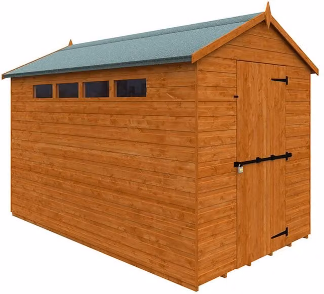 Buttercup Farm Security Apex 12mm Wooden Garden Shed in Burnt Orange – 1