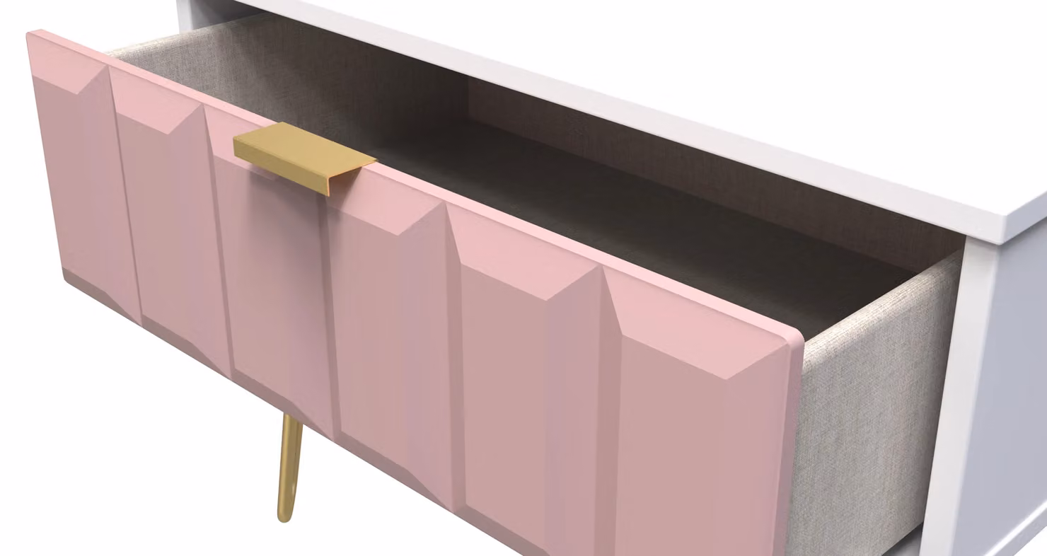 Ready Assembled 2 U Metro 1 Drawer Wide Side Table in Dusty Pink and Gold – 2