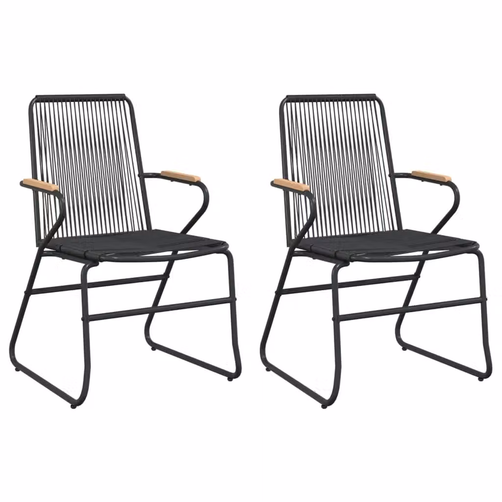 Berkfield Home Set of 2 Black PVC Rattan Garden Chairs, W: 58 cm, D: 59 cm, H: 85.5 cm – 2
