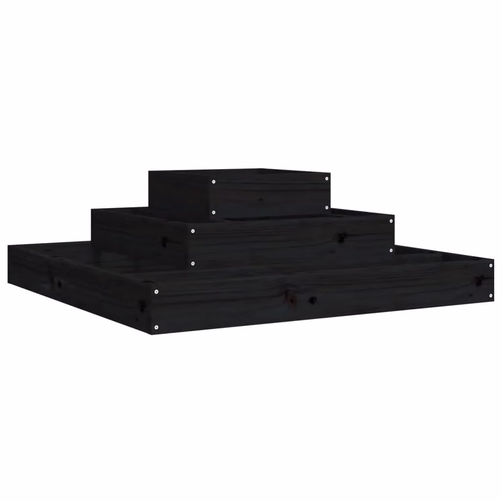 Berkfield Home Black Wooden Raised Bed Planter W: 80 cm, D: 80 cm, H: 27 cm – 2