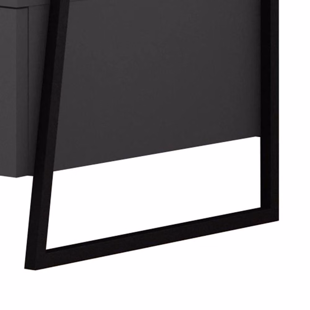 VOGREX Anthracite 1 Drawer Nightstand with Black Metal Frame in Grey – 4