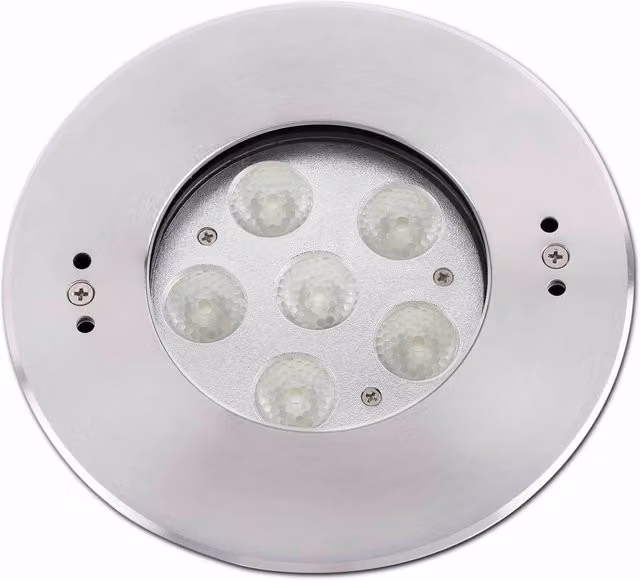 Faro LED Round Ground Recessed Outdoor Spotlight in Stainless Steel Grey