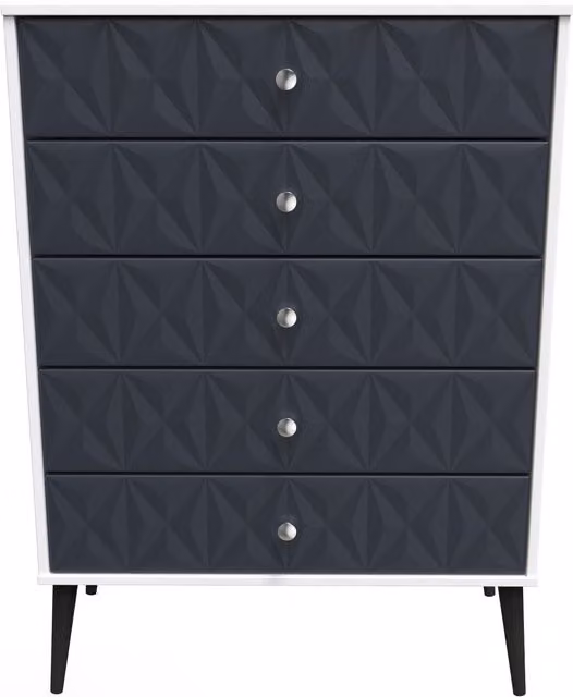 Ready Assembled 2 U Toledo 5 Drawer Chest in Dark Blue