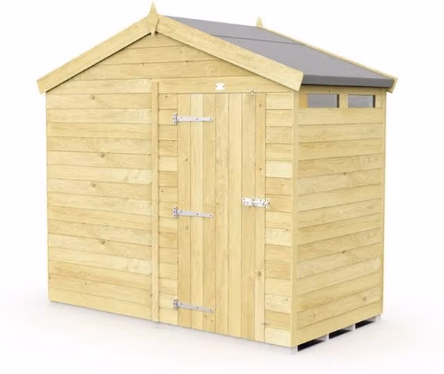 Buttercup Farm Apex Security Wooden Shed with Single Door in Brown, L127 x W231 x H217 cm