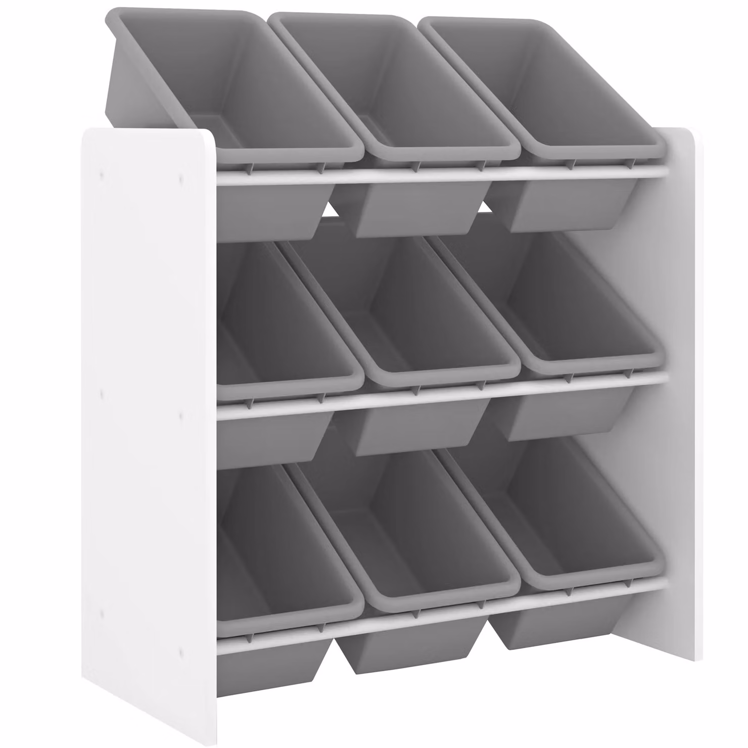 Xample Children's Toy Storage Unit with 9 Removable Plastic Bins in Grey and White – 2