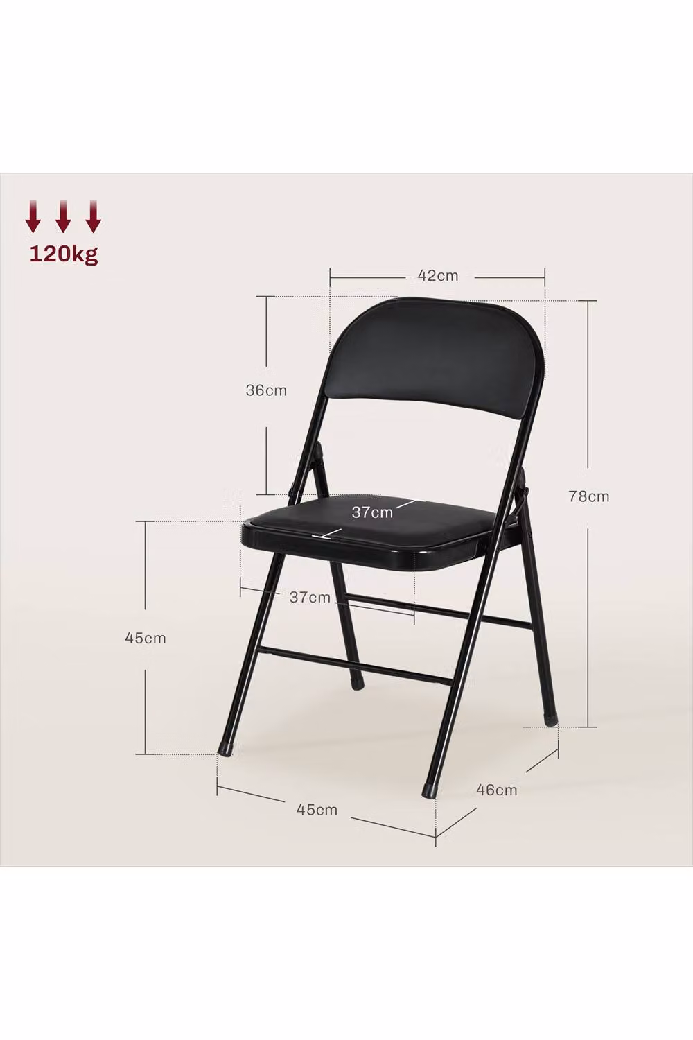 ERGOVEXA Set of Two Black Cushioned Folding Chairs with Metal Frame – 2
