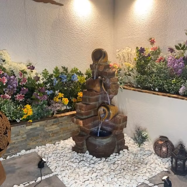 Tranquillity Water Features Moroccan Pots Traditional Cascade Water Feature in Grey