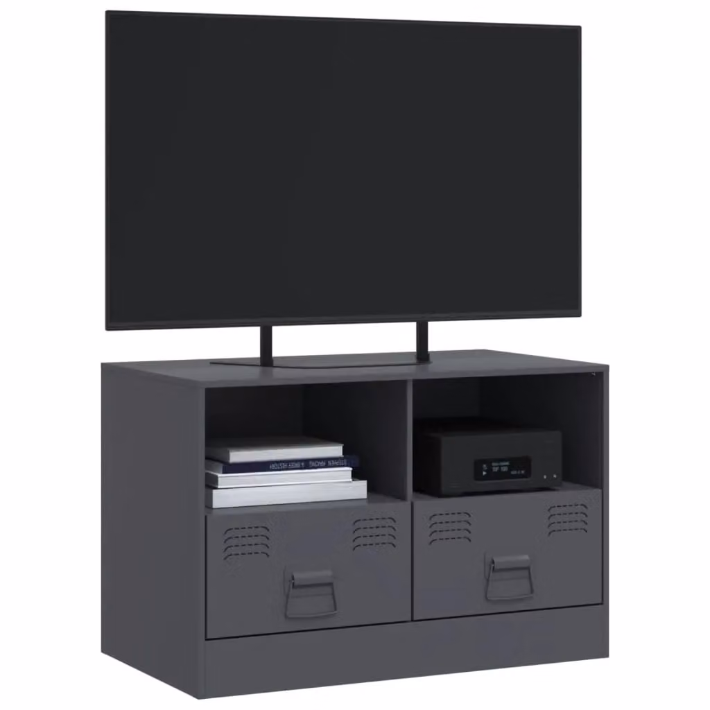 Berkfield Home Anthracite Metal TV Cabinet W/D/H: 67 x 39 x 44 cm – 4