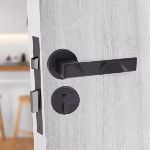 Golden Grace Nova Euro Lock Door Handles with 70mm Thumbturn in Matt Black – 3