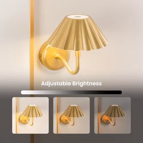ValueLights Avery Rechargeable Easy Fit Wall Touch Light, Dimmable, Gold/Brass – 2