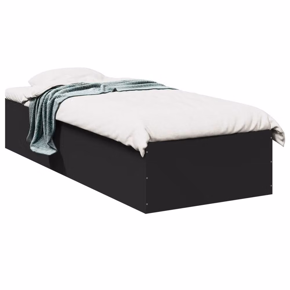 Berkfield Home Modern Small Single Bed Frame in Black, Engineered Wood, W/D/H: 80 x 190 cm – 3