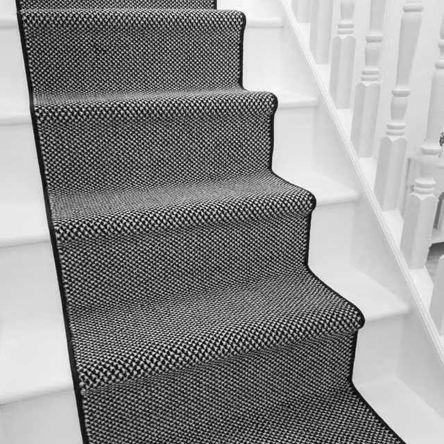 runrug Hazy Stair Runner Carpet in Black, W: 60 cm x L: 570 cm