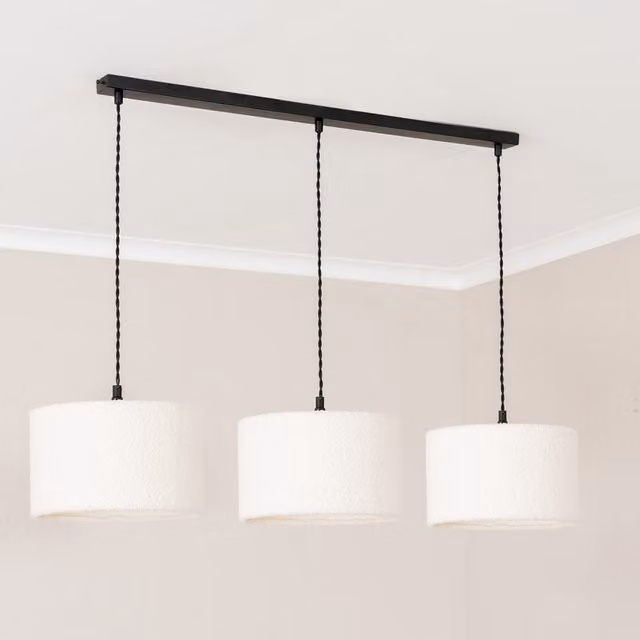Reni Boucle 3 Drop Bar Pendant Ceiling Light in Black and Gold/Brass