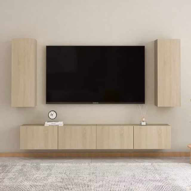 Berkfield Home 4 Piece Sonoma Oak TV Cabinet Set in Brown