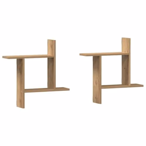 vidaXL Set of 2 Wall Mounted Shelves in Artisan Oak Brown, W/D/H: 50 x 12 x 50 cm – 1