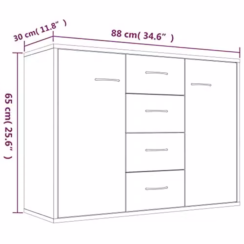 vidaXL Grey Sonoma Sideboard in Engineered Wood W/D/H: 88 x 30 x 65 cm – 2