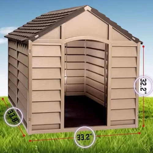 Samuel ALEXANDER Weatherproof Plastic Dog Kennel in Brown, W/D/H: 86 x 84 x 82 cm – 3