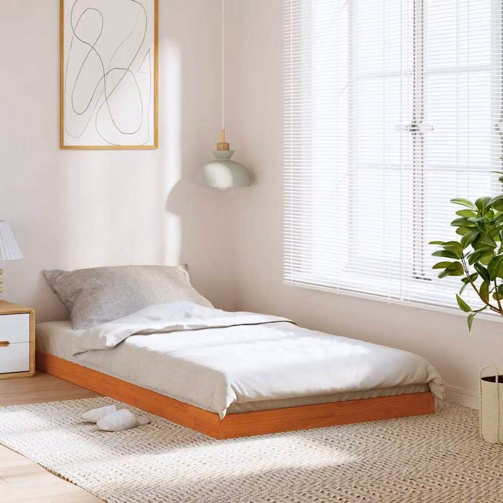 Berkfield Home Modern Small Single Solid Wood Bed Frame, Wax Brown, W/D/H: 190 x 75 x 79 cm – 2