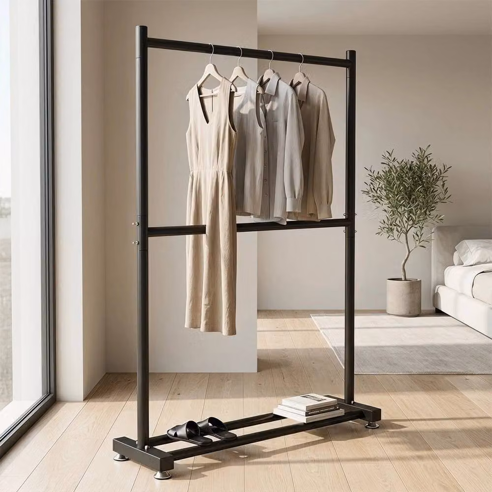 Kelvenix Matt Black 2 Tier Metal Clothes Rail Rack H 180 x W 100 x D 40 cm – 2