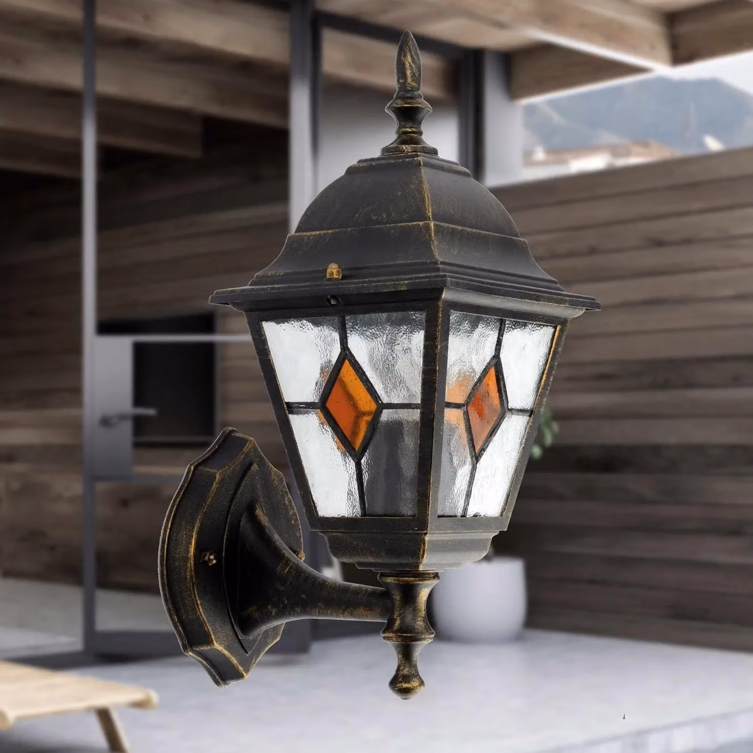 First Choice Lighting Morecambe Black and Gold IP44 LED Outdoor Wall Lantern – 3