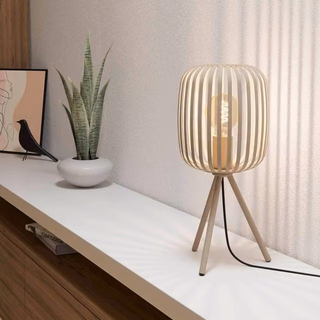 Eglo Romazzina Beige Metal Table Lamp for Bedroom and Living Room – 1
