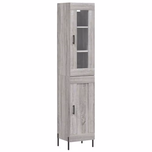 vidaXL Modern Grey Sonoma Highboard Sideboard and Storage Cabinet for your Living Room