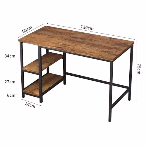 MCC Direct Chicago Computer Desk in Grey with 2 Shelves, Width: 120 cm – 2