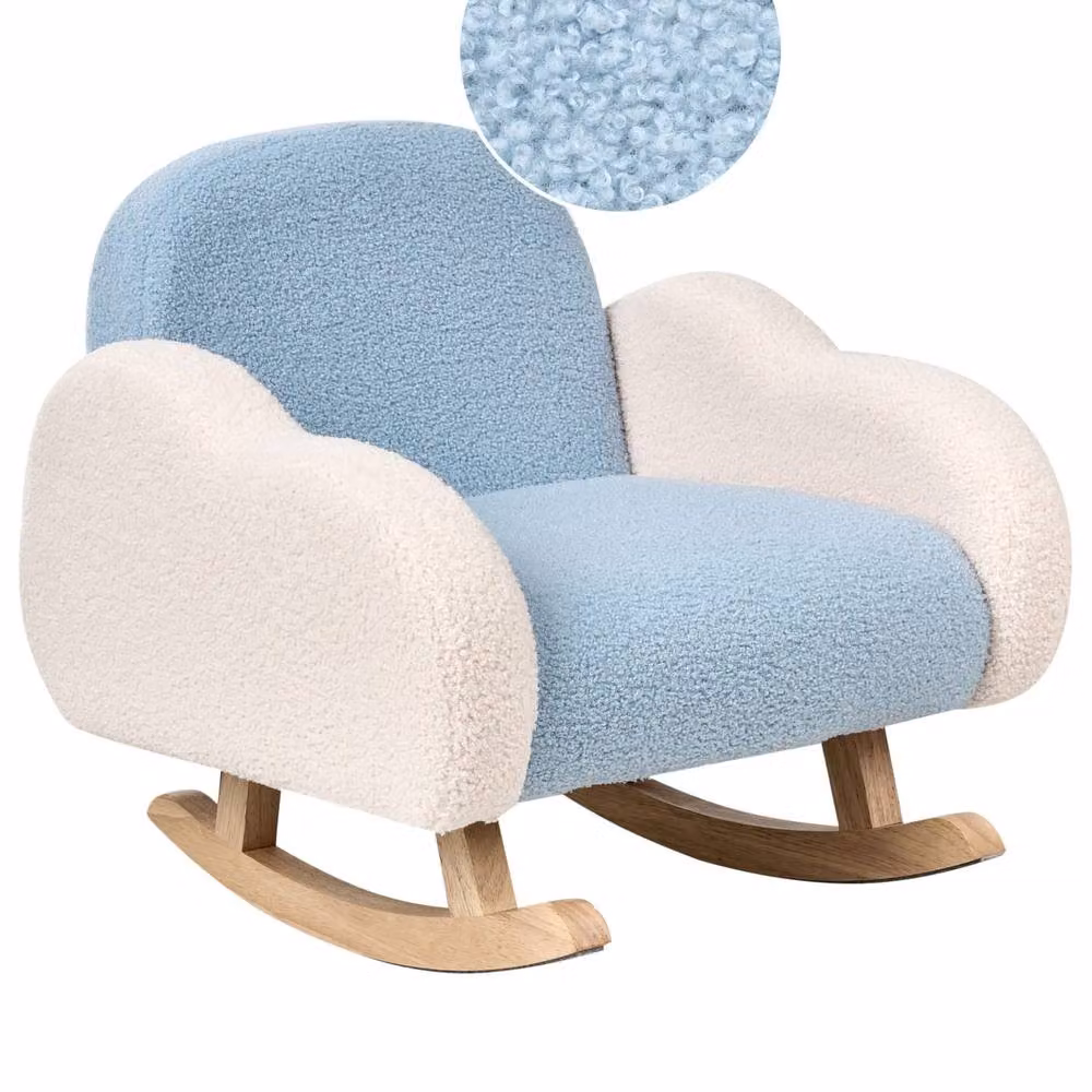Wyld and Coco Kids Rocking Chair in Blue Boucle with Armrests – 2