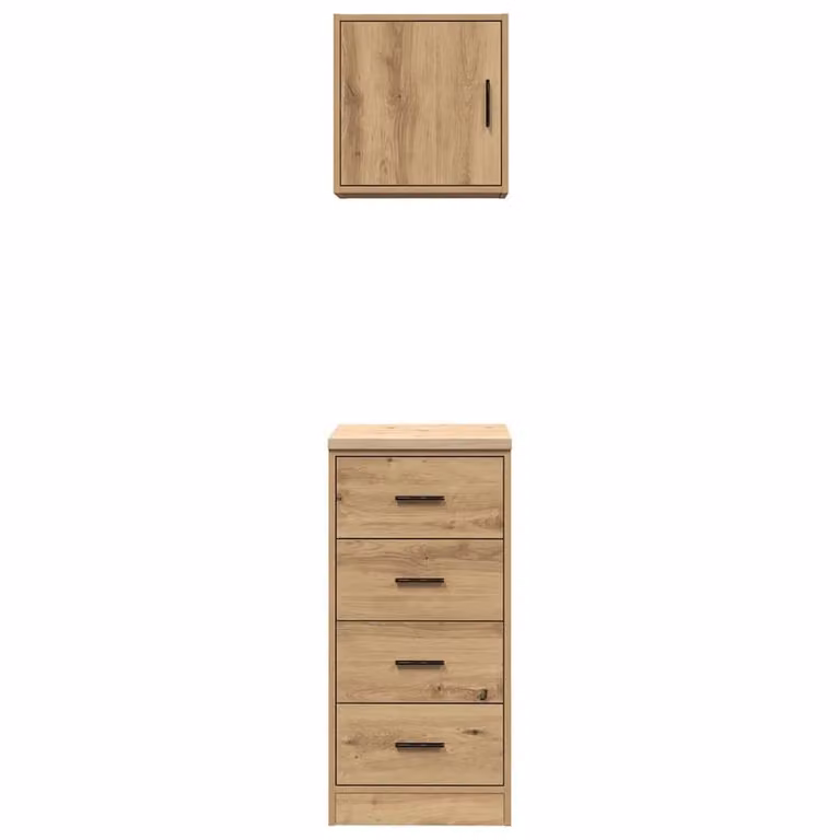 Berkfield Home Set of 2 Wall Mounted Garage Cabinets in Artisan Oak Brown Engineered Wood