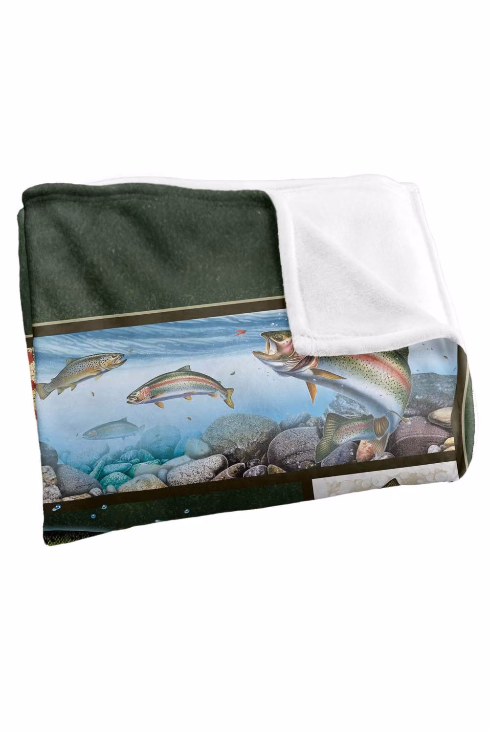 JQ Licensing Trout Fishing Super Soft Fluffy Throw Blanket, Large, Multicolour/Green – 3