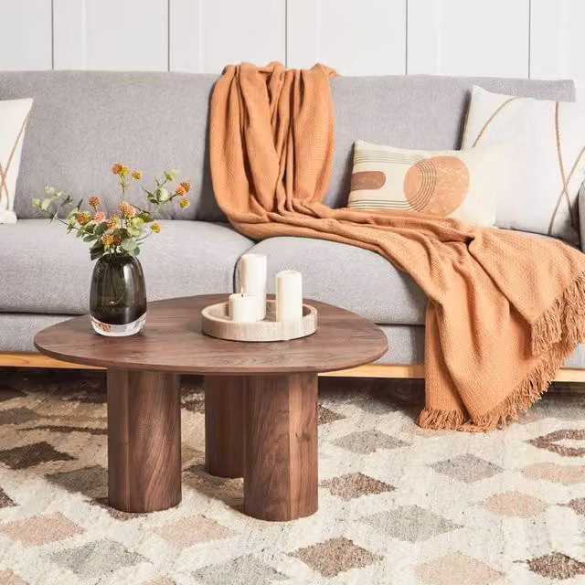 Wyld and Coco Retro Round Coffee Table in Brown, W/D/H: 75 x 75 x 36 cm – 1