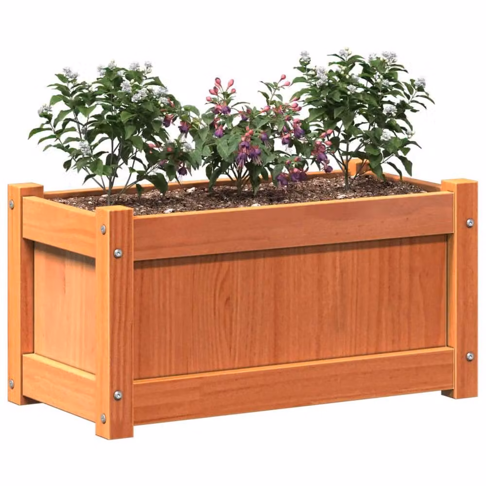 Berkfield Home Garden Wax Brown Solid Wood Pine Planter Tub, 2 Pack – 3