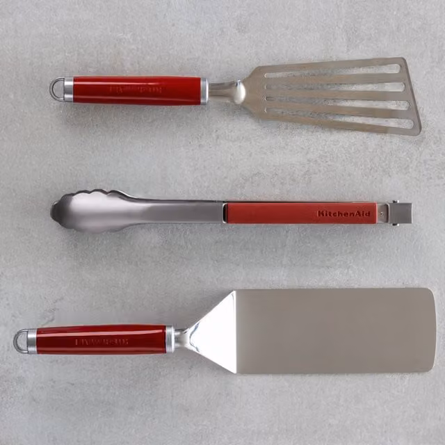 KitchenAid Set of 3 Red Stainless Steel Indoor Grilling Utensils