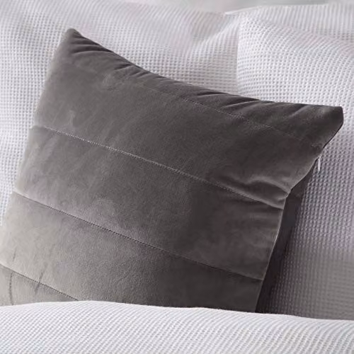 Belledorm Verona Square Plush Velour Filled Cushion, Grey, W/D/H: 40 x 40 x 40 cm