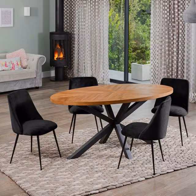 Artemis Home Modern Oval Dining Table Set with 4 Black Chairs