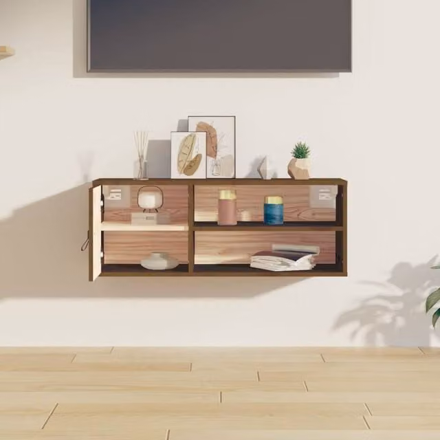 Berkfield Home Wall Cabinet in Honey Brown Solid Wood Pine, W/D/H: 80 x 30 x 30 cm – 1