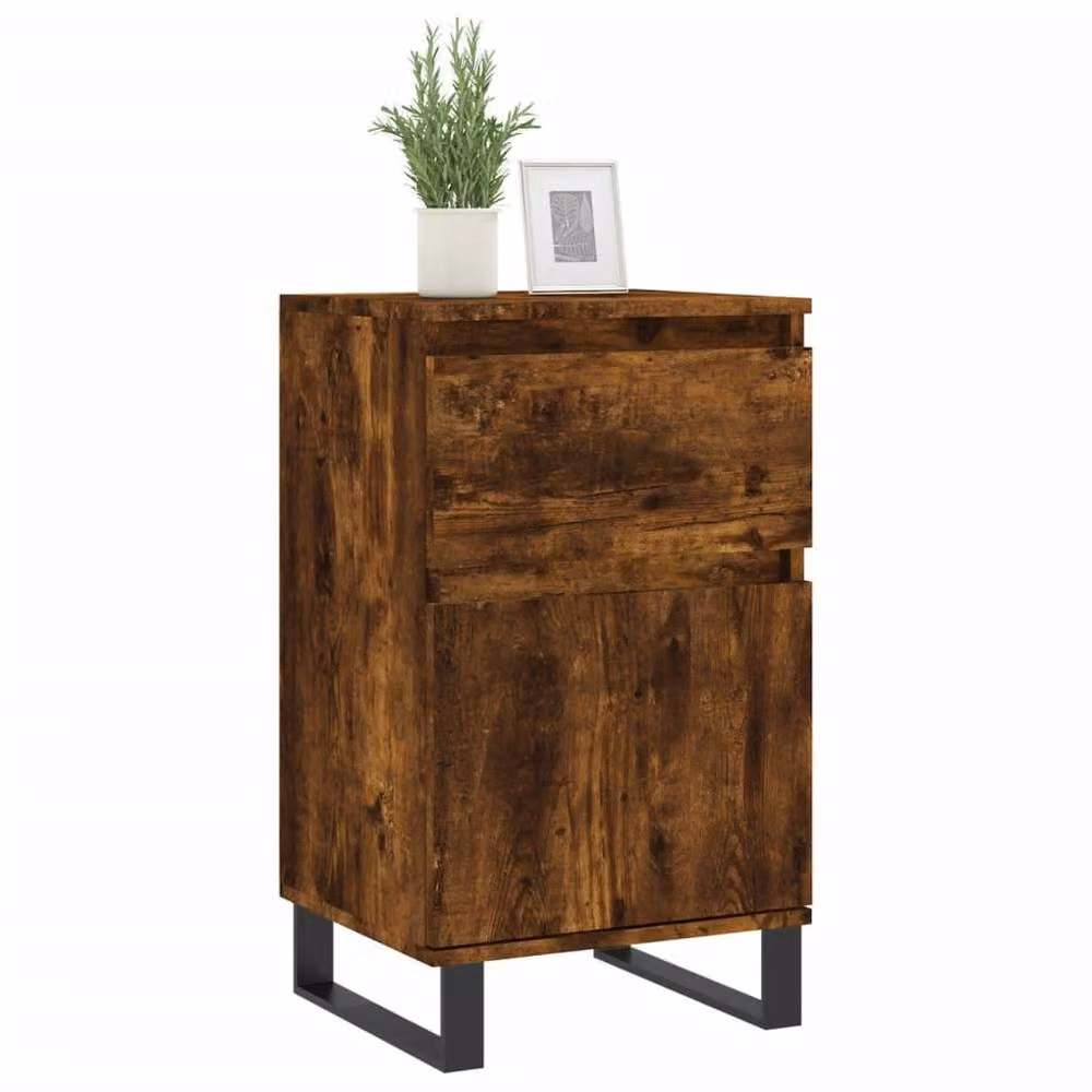 Berkfield Home Set of 2 Smoked Oak Sideboards in Brown, W/D/H: 40 x 35 x 70 cm – 3