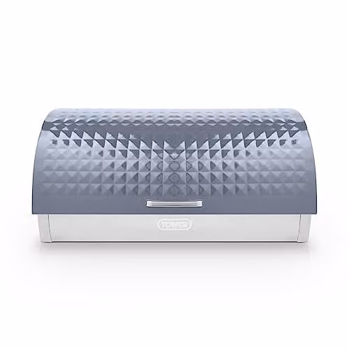 Tower Solitaire Roll Top Stainless Steel Bread Bin, Grey, W: 39.0 cm, D: 27.5 cm, H: 19.0 cm