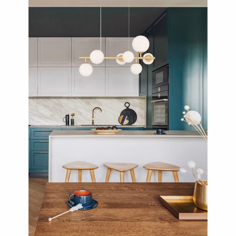 Nova Luce Odillia Sphere Pendant Light in Gold and White with Glass and Metal Finish, G9 LED Compatible – 2