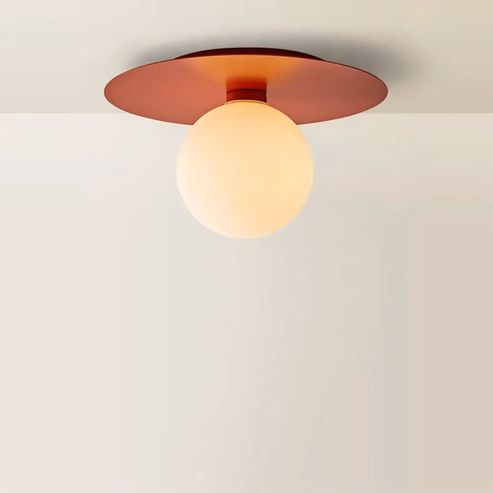 ValueLights Darla Burnt Orange Frosted Glass Globe IP44 Rated Flush Ceiling Light – 2