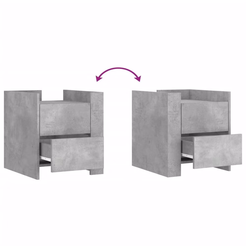 Berkfield Home Bedside Cabinet in Concrete Grey, W/D/H: 45 x 50 x 50 cm – 2